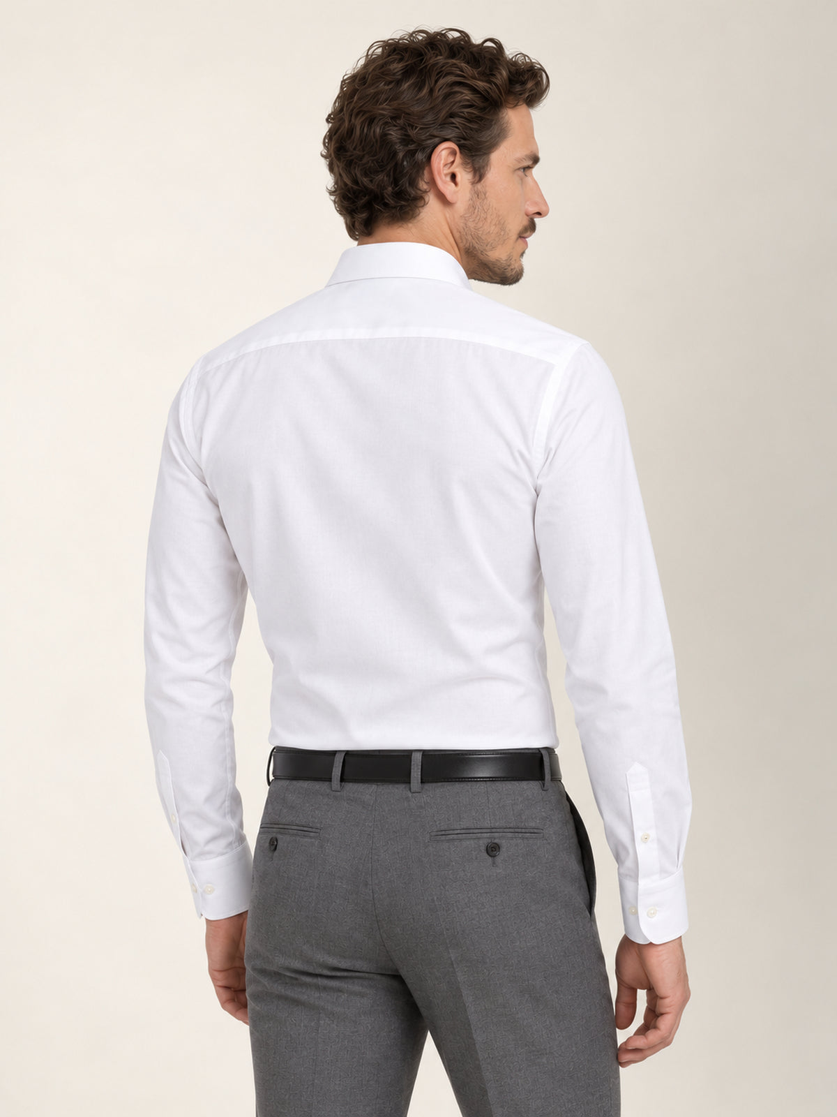 Non-Iron Beyaz Uzun Kollu Pamuk Slim Fıt Erkek Gömlek