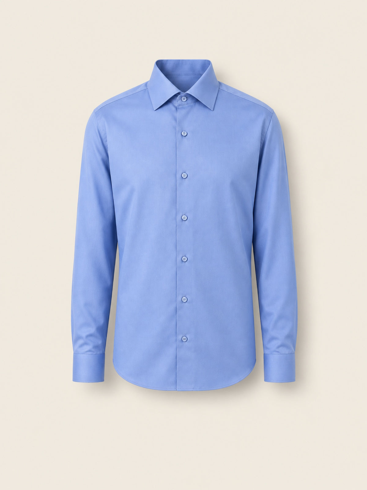 ERTENSHIRT Non-Iron mavi uzun kollu slim fit pamuk erkek gömlek – ürün ön görünümü
