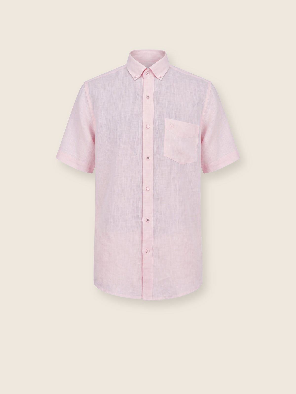 Pembe Keten Tek Cepli Kısa Kollu Regular Fit Erkek Gömlek