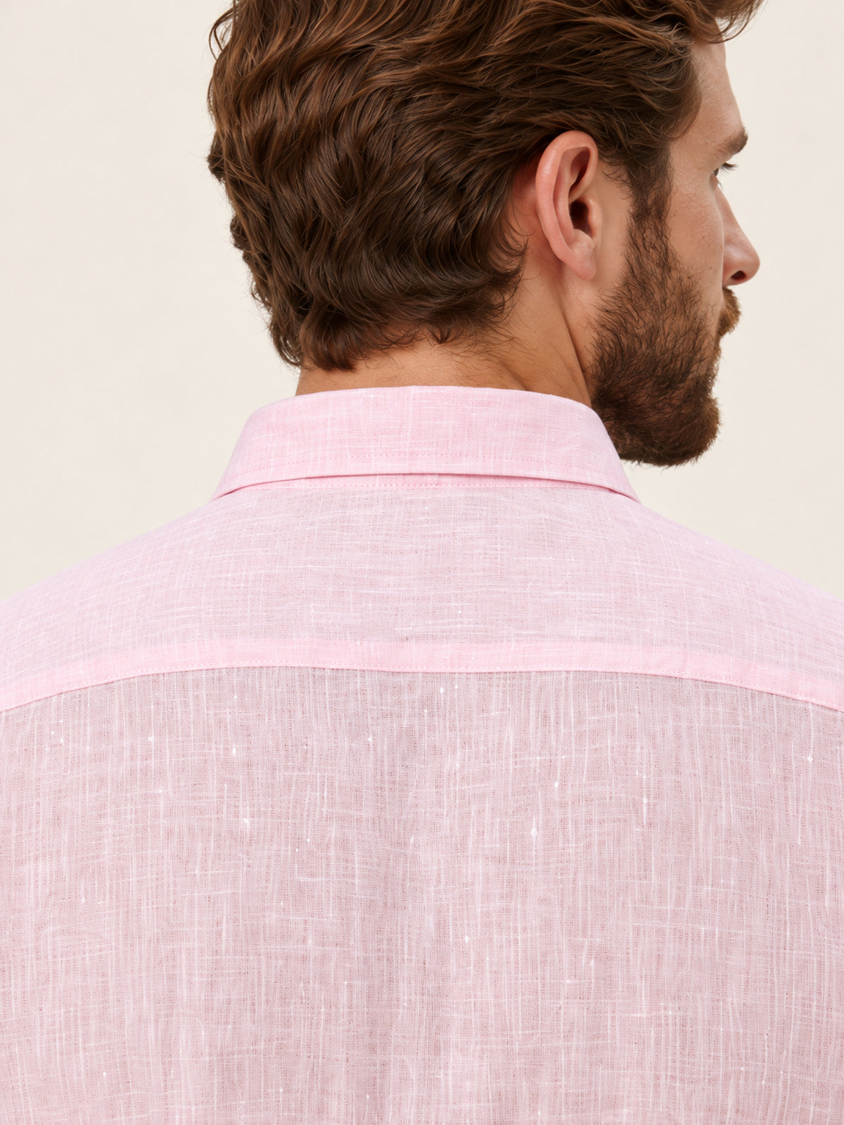 Pembe Keten Tek Cepli Kısa Kollu Regular Fit Erkek Gömlek
