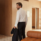 Beyaz Ata Yaka Slim Fit Dar Kesim Pamuk Piliseli Damatlık & Smokin Gömlek