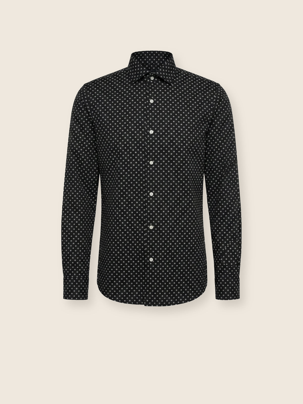 Siyah Slim Fit Erkek Gömlek – Desenli Pamuk