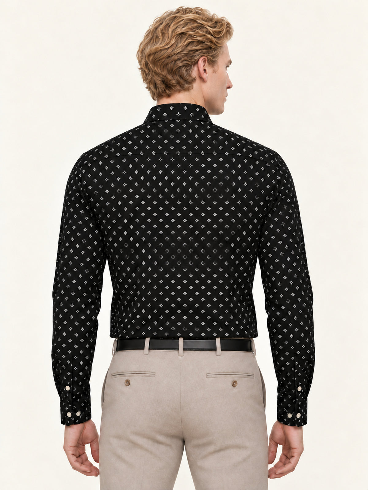 Siyah Slim Fit Erkek Gömlek – Desenli Pamuk