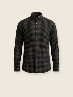 Black Long Sleeve Slim Fit Patterned Cotton Men's Shirt