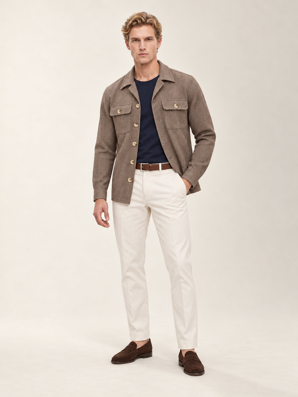 Vizon Balıksırtı Pamuk Dört Cepli Erkek Overshirt