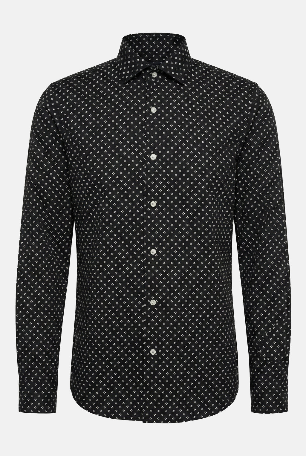 schwarz-slim-fit-bedrucktes-Herrenhemd