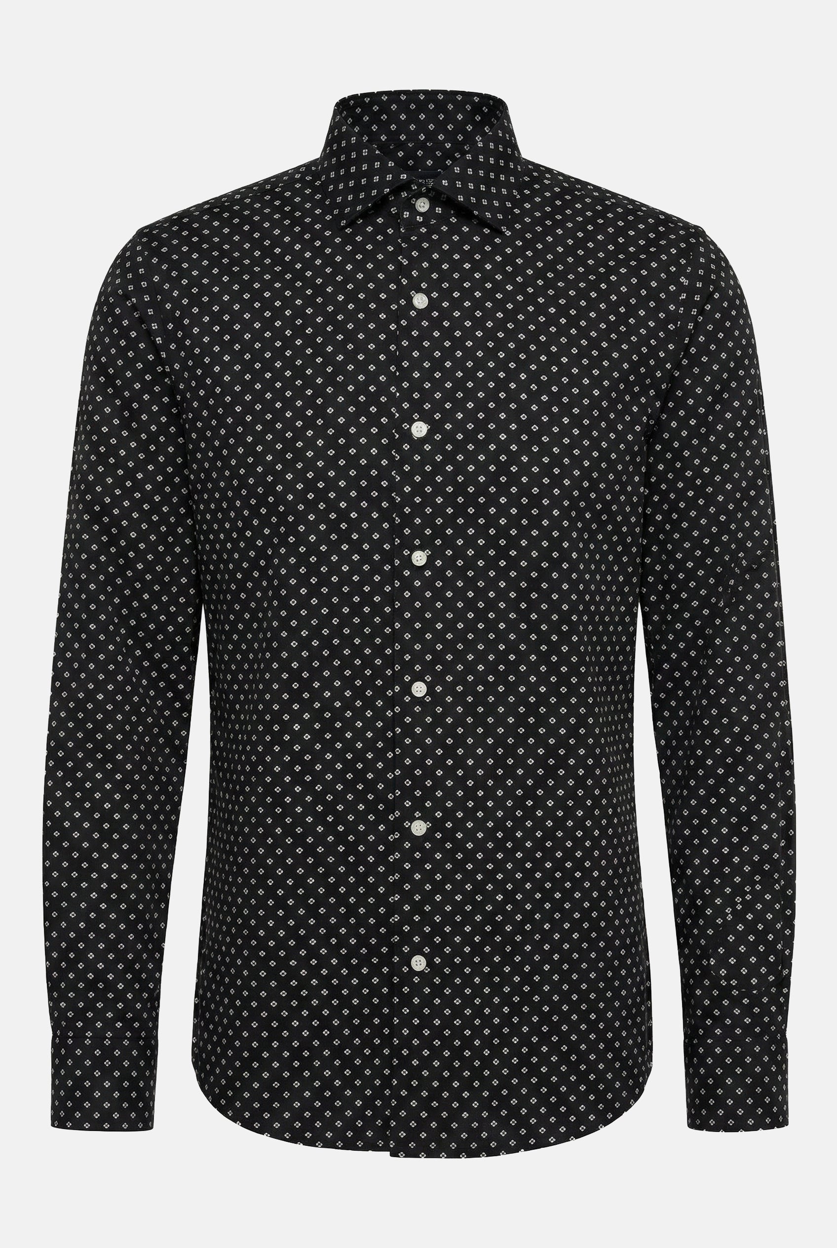 siyah-slim-fit-baskili-erkek-gomlek