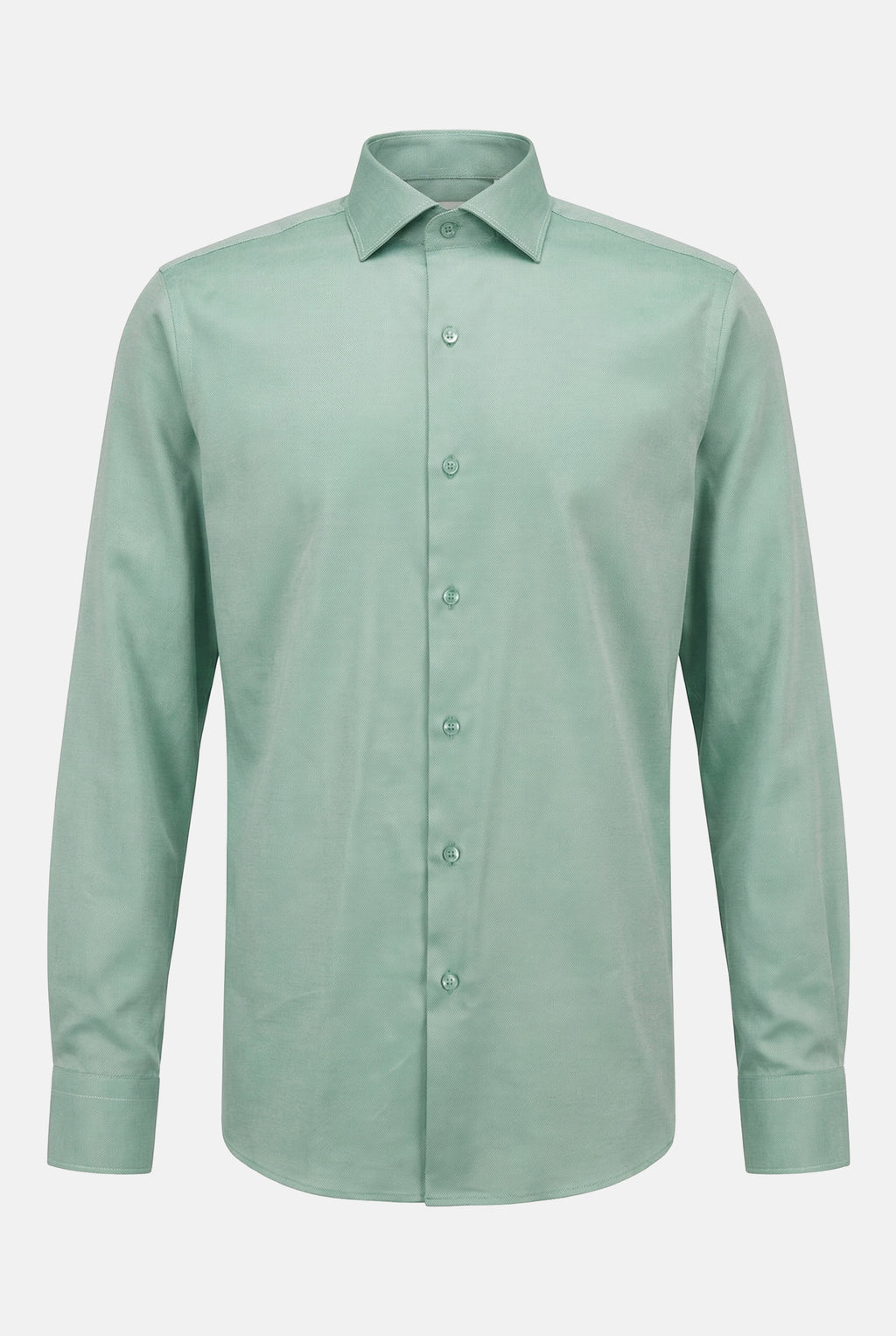 Açık Yeşil Uzun Kol Slim Fit Standart Yaka Pamuklu Kolay Ütülenebilir 4 Mevsim Erkek Gömlek