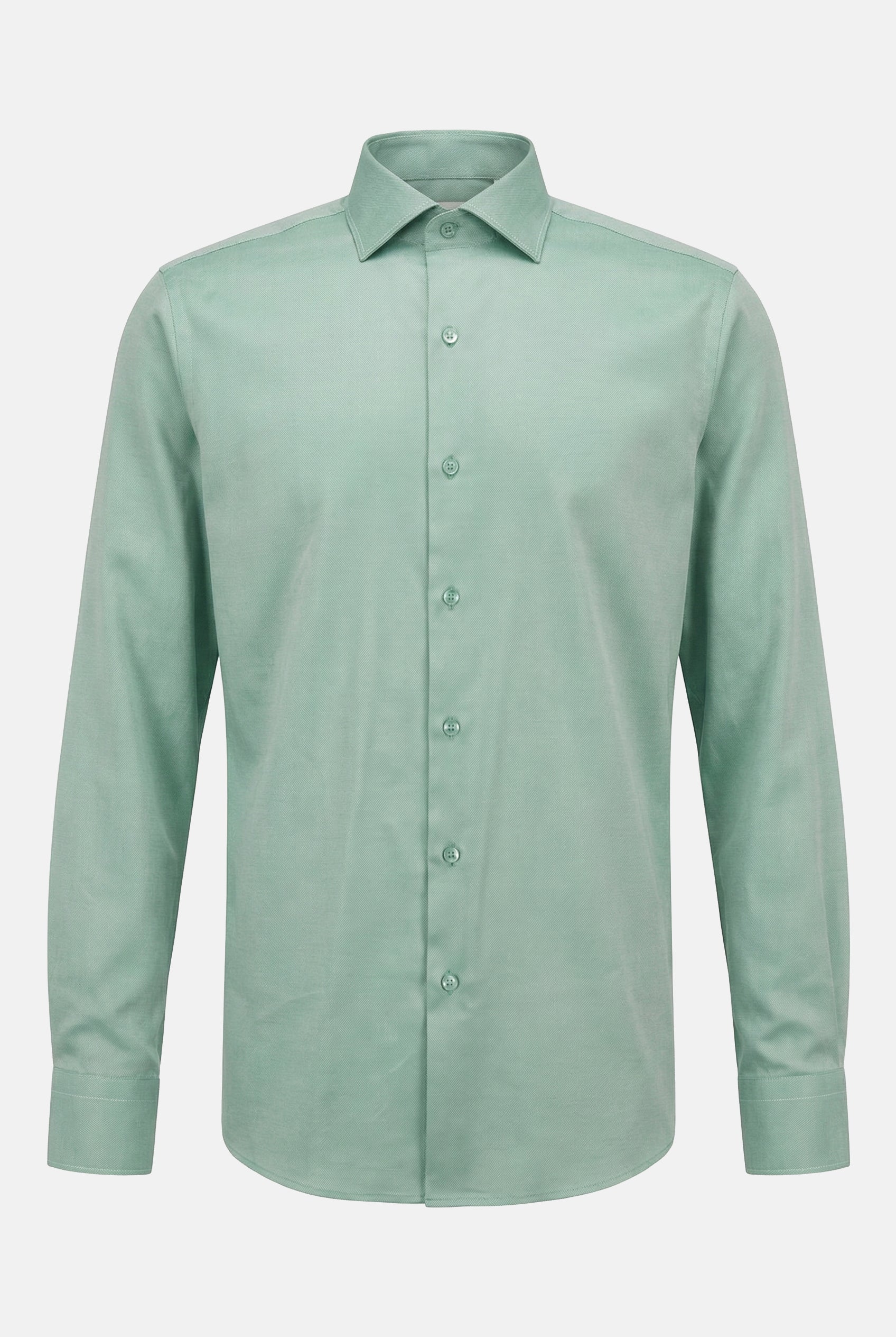 Açık Yeşil Uzun Kol Slim Fit Standart Yaka Pamuklu Kolay Ütülenebilir 4 Mevsim Erkek Gömlek