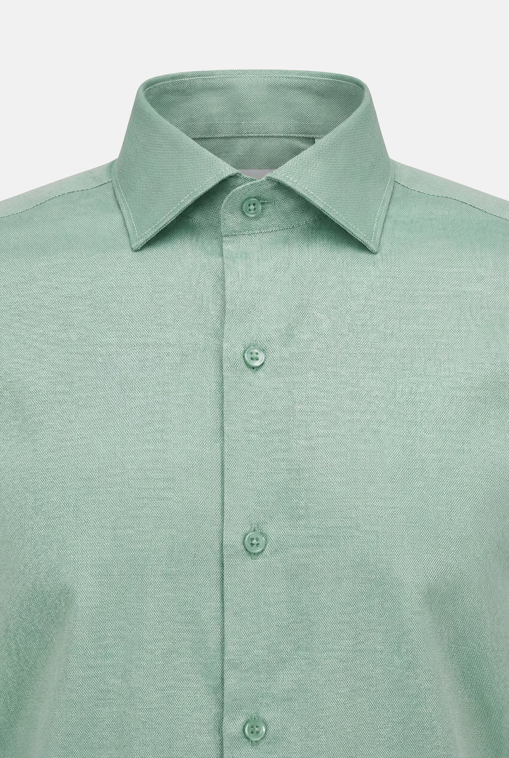 Açık Yeşil Uzun Kol Slim Fit Standart Yaka Pamuklu Kolay Ütülenebilir 4 Mevsim Erkek Gömlek