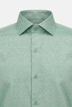 Açık Yeşil Uzun Kol Slim Fit Standart Yaka Pamuklu Kolay Ütülenebilir 4 Mevsim Erkek Gömlek