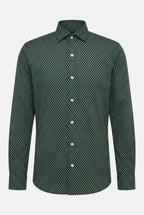 koyu-yesil-slim-fit-baskili-erkek-gomlek