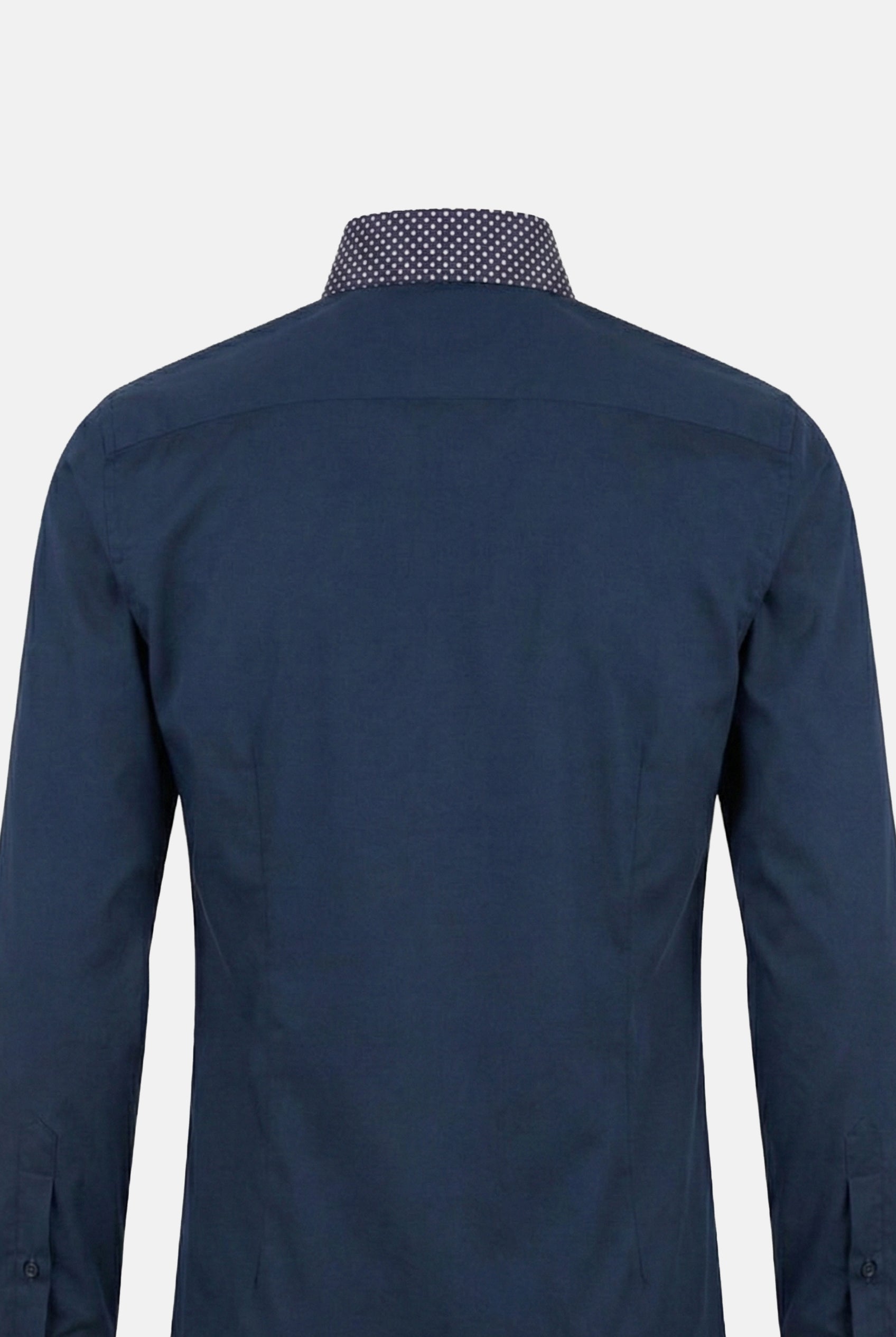 lacivert-yuksek-yaka-erkek-gomlek, double-manset-slim-fit-gomlek