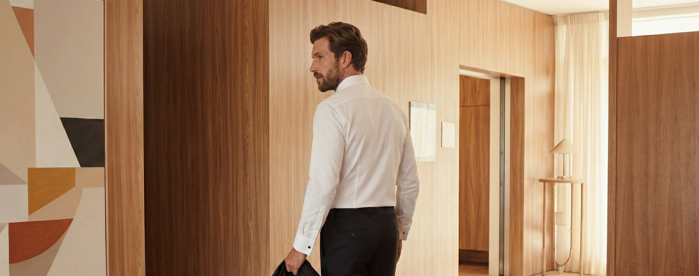 image koleksiyonunu tanıtan premium erkek gömlek banner görseli